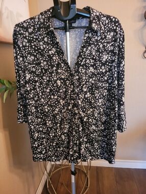 Cynthia Rowley Black and White Floral Top